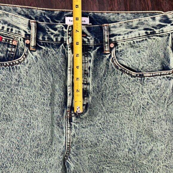 Teddy Fresh High-Rise Straight-Leg Acid Wash Jeans In Vintage Green Size 33 - Picture 4 of 9